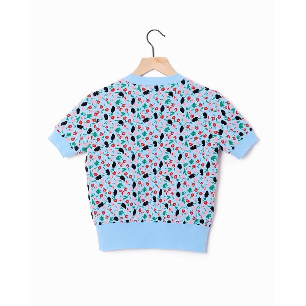 Marni jacquard knit top, Multicolor Geometric Knit Top Short Sleeve 44 / 8 / M - Picture 5 of 15